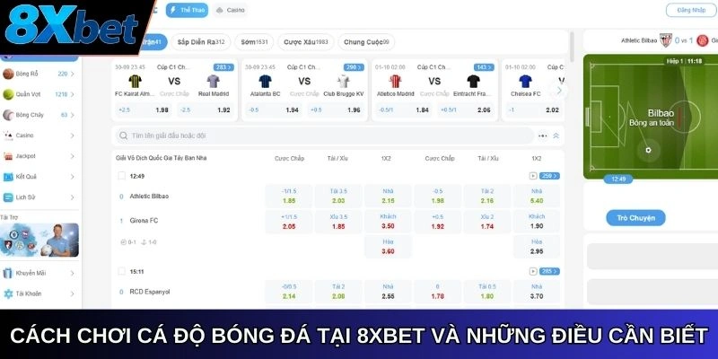 Cách chơi cá độ bóng đá tại 8xbet và những điều cần biết
