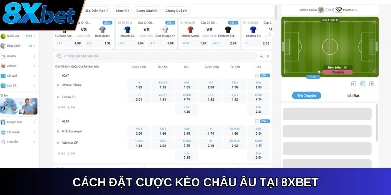 Cách đặt cược kèo châu âu tại 8xbet