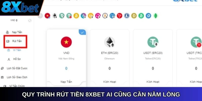 Quy trình rút tiền 8xbet app ai cũng cần nằm lòng